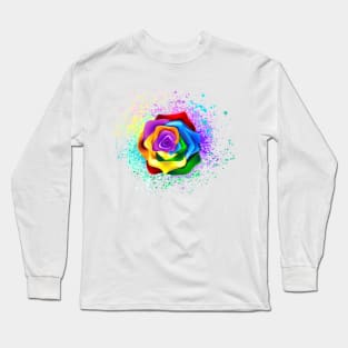 Colorful Rainbow Rose Long Sleeve T-Shirt